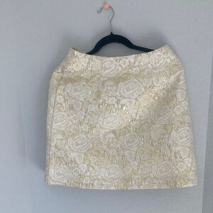 Chic Floral Cream and Gold Mini Skirt